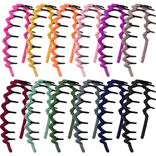 Duufin Colorful Zigzag Hair Headbands - Non-Slip, Fabric Covered