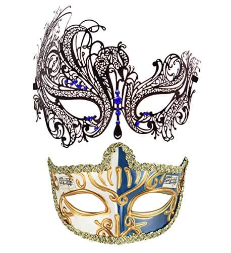 Thmyo 2 Pack Masquerade Mask for Venetian Carnival and Mardi Gras Ball