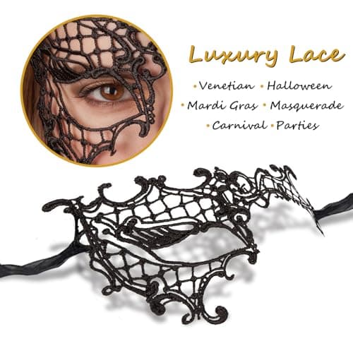 Cosmer Masquerade Mask Lace Mask for Venetian Party Costume Halloween Carnival