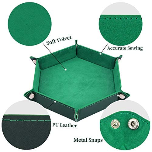 K.T. Fancy 6-Piece Folding Metal Dice Tray with PU Leather & Velvet Storage