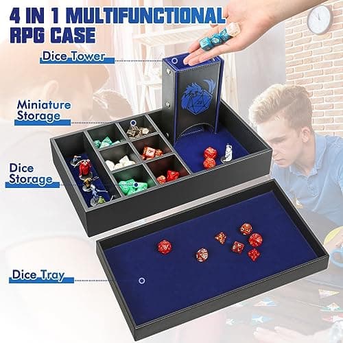 4-in-1 D&D Dice Tray & Storage Tower - Perfect RPG Gift for DMs & Players