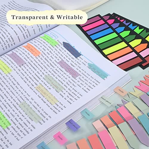 Temiary 1200 Piece Translucent Sticky Index Tabs for Books, Notebooks, and More