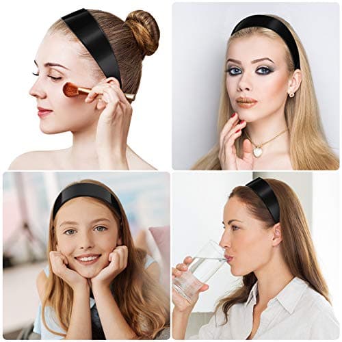 Chuangdi 12 Piece Black Wide Hard Plastic Headband for Women's DIY Hair Accessories