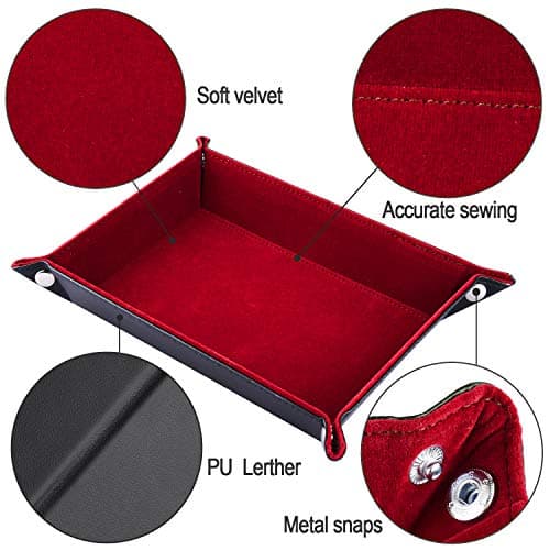 SIQUK Double Sided Folding Dice Tray in PU Leather and Velvet