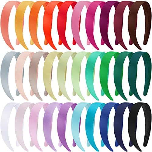Duufin 30 Pieces Satin Headbands for Women and Girls
