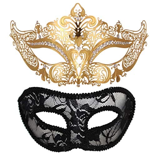 MYMENU Couples Masquerade Mask Women Metal Rhinestone Venetian Party
