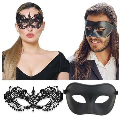 Matching Luxury Mask Set - Men & Women's Sexy Masquerade Mask for Parties