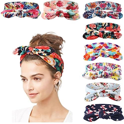 DRESHOW 8 Pack Adjustable Knotted Headbands for Women & Girls