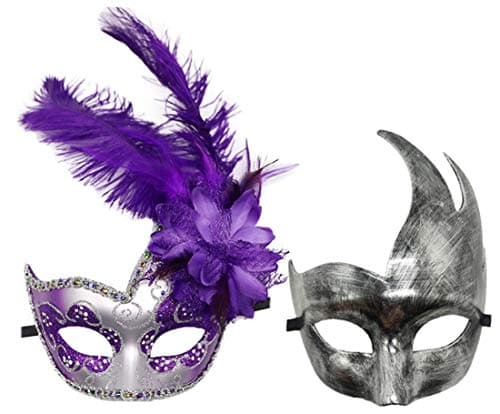 Awlsyj Women's Feather Masquerade Mask