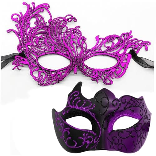 Masquerade Mask - Venetian Style for Couples, Mardi Gras & Halloween Party