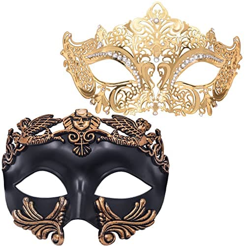 MYSEUNI Roman Greek Man & Venetian Women Masquerade Mask for Couples Mardi Gras