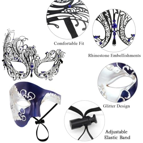 Couples Masquerade Mask Set for Holidays & Parties