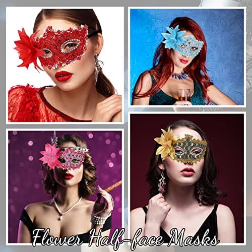 Chivao 12-Piece Venice Mask Set for Mardi Gras Carnival Party
