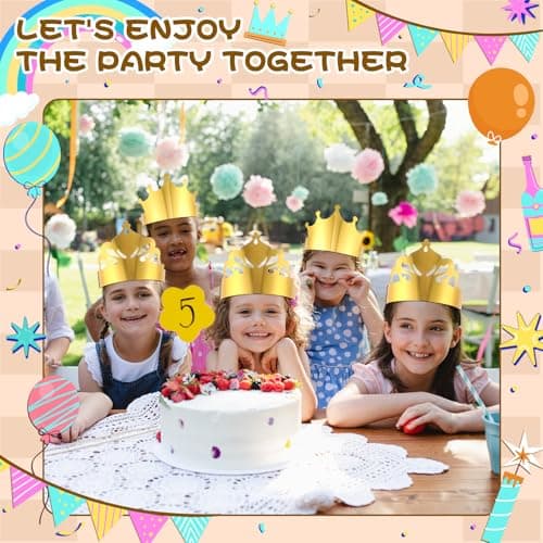 Gold Paper Crowns for Kids and Adults Birthday Party Celebration