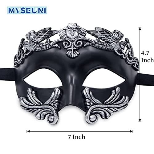 MYSEUNI Roman Greek Mask for Men - Venetian Half Face Mask