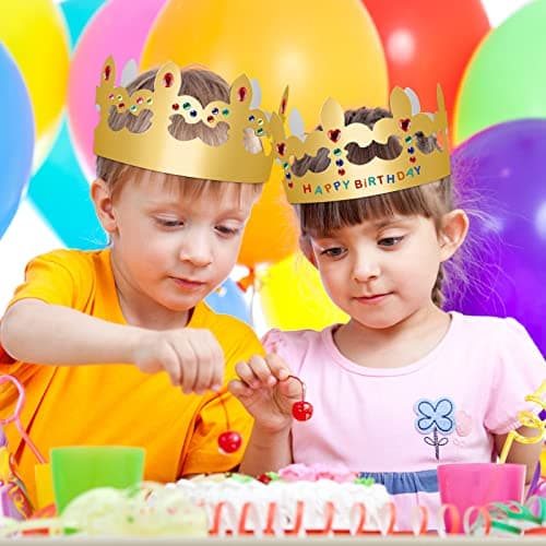 Fowecelt 34 Piece Paper Crown Set for Kids' Birthday Party