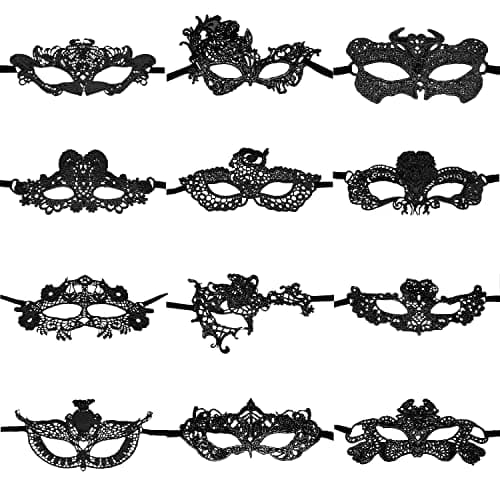 CNYMANY Lace Masks for Couple's Ball Party Masquerade - Black, Gold, Silver, Blue