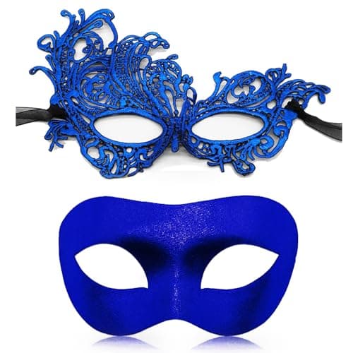 Aqearl Couple Venetian Mask for Halloween Party Prom Ball Costume