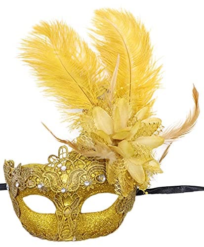 Coolwife Feather Masquerade Mask for Halloween and Cosplay