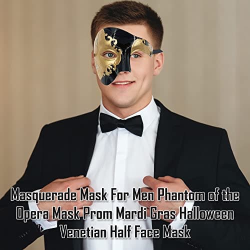 Phantom of the Opera Masquerade Mask for Men | Luxury Half Face Mask