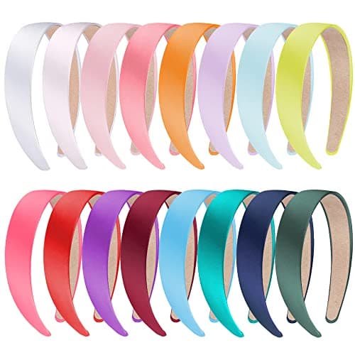 SIQUK White 1 Inch Satin Hard Headbands for Women for DIY Hair Accessories