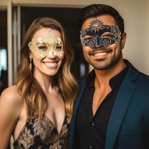 MYSEUNI 2024 Roman Greek Venetian Mask for Couples & Mardi Gras