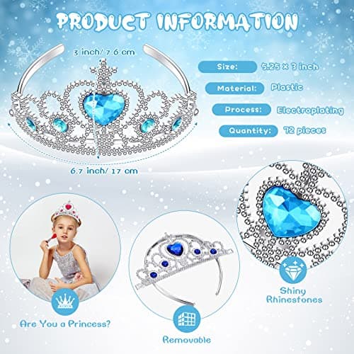 Assorted Color 72 Pcs Plastic Princess Crown Set Party Favor