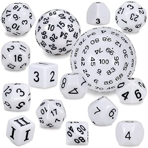 CiaraQ DND Polyhedral Dice Set (15pcs) with Bag for Dungeons & Dragons Games (Black & Green)