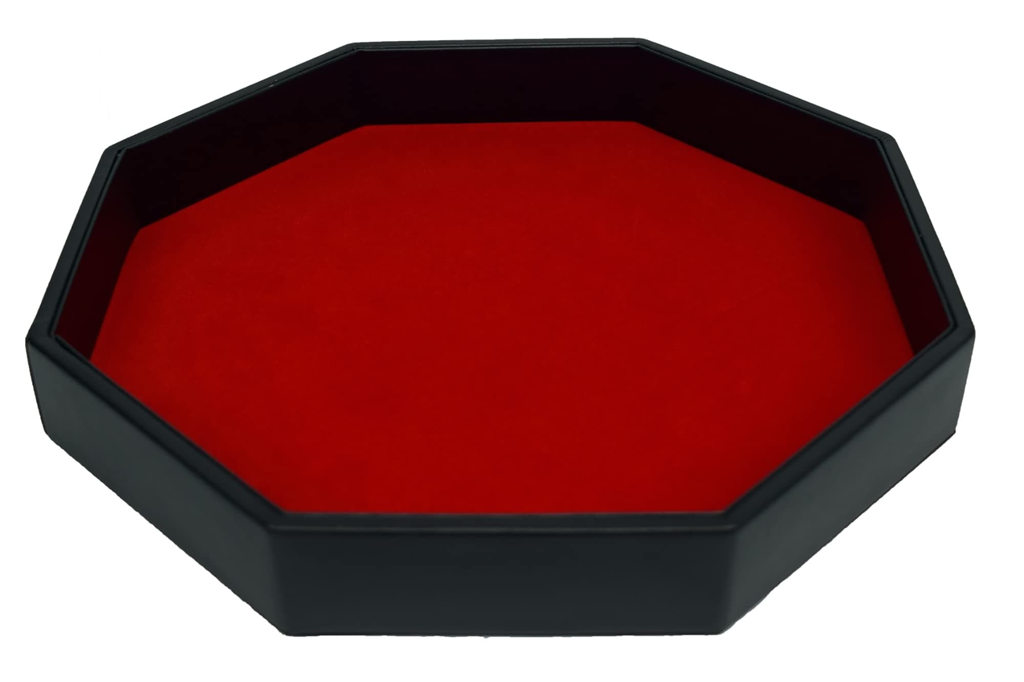 11.5 Inch Red Octagon Dice Tray with PU Leather & Velvet