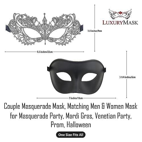 Matching Luxury Mask Set - Men & Women's Sexy Masquerade Mask for Parties