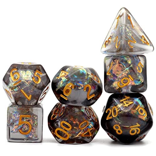 Haxtec Black DND Dice Set 7PC Filled Resin Polyhedral Dice