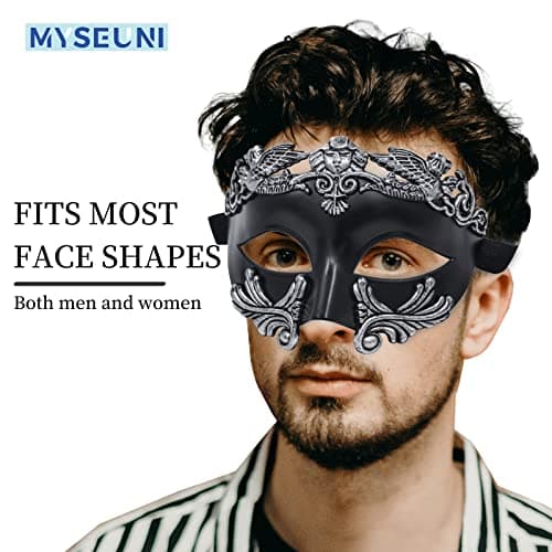 MYSEUNI Roman Greek Mask for Men - Venetian Half Face Mask