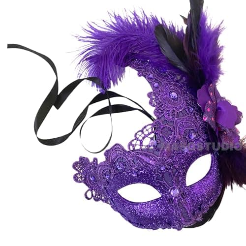 MasqStudio Brocade Lace Masquerade Mask for Mardi Gras & Parties