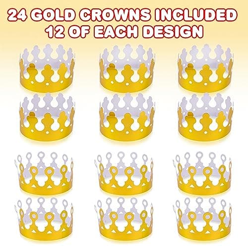 ArtCreativity Gold Crown Foil Party Hats 24 Pack Golden Birthday Hats