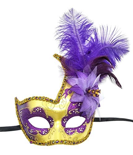 Coolwife Feather Masquerade Mask for Halloween and Cosplay