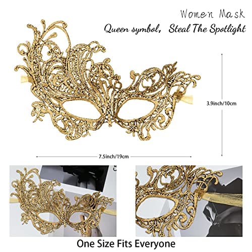 FunMular Black Lace Masquerade Mask for Women Venetian Party Halloween