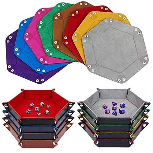 K.T. Fancy 8-Piece Folding D&D Dice Tray withPU Leather & Velvet Storage Box