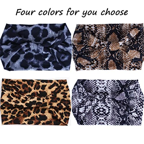 XTREND 4 Packs Wide Elastic Knotted Headbands Bohemian Style+='
