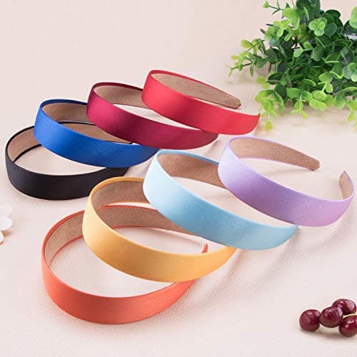 SIQUK 18 Pieces Colorful 1 Inch Wide Non-slip Satin Headbands for Women and Girls