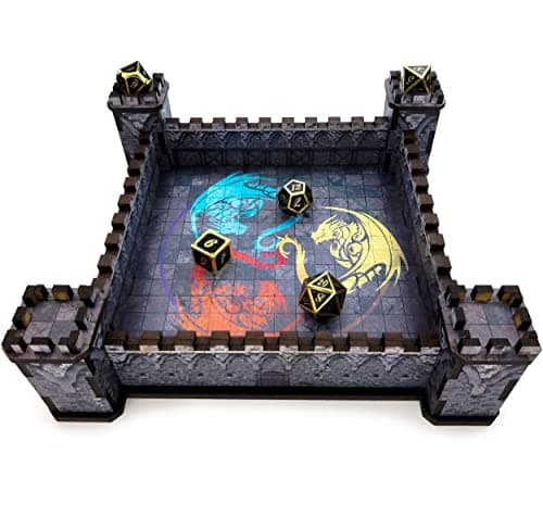 Castle Dice Rolling Tray | Square Wooden DND Dice Tray - USA | Dungeons and Dragons
