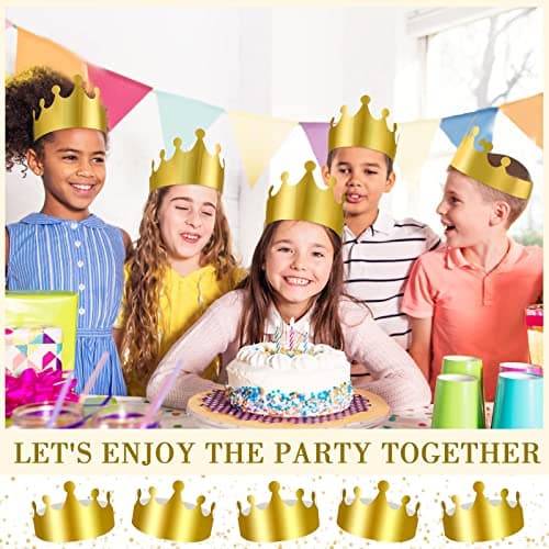 Golden Paper Crowns Bulk for Kids and Adults