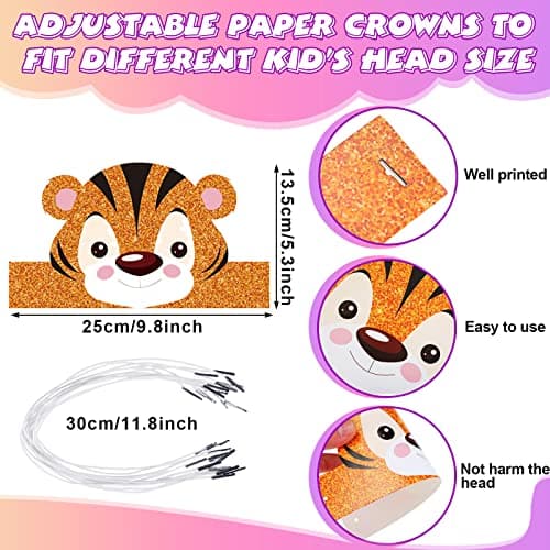 Jungle Safari Animal Party Hats & Headbands for Kids & Girls