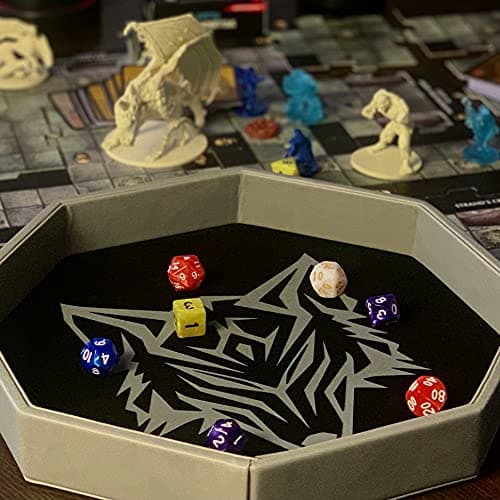 Luck Lab Black and Grey 11.5 Inch Octagonal Dice Tray with Luxurious Rolling Area