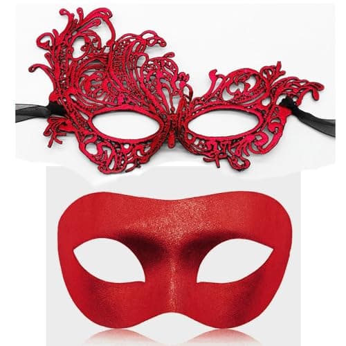 Aqearl Couple Venetian Mask for Halloween Party Prom Ball Costume