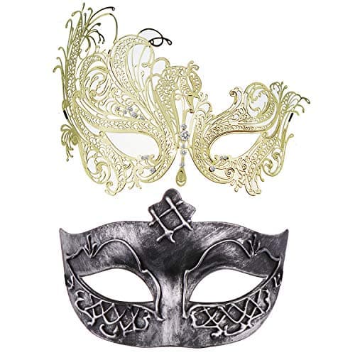 Thmyo 2 Pack Masquerade Mask for Venetian Carnival and Mardi Gras Ball