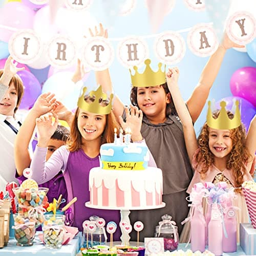 Golden Paper Crowns for Adults: 36 Pieces Birthday Party King & Princess Hats