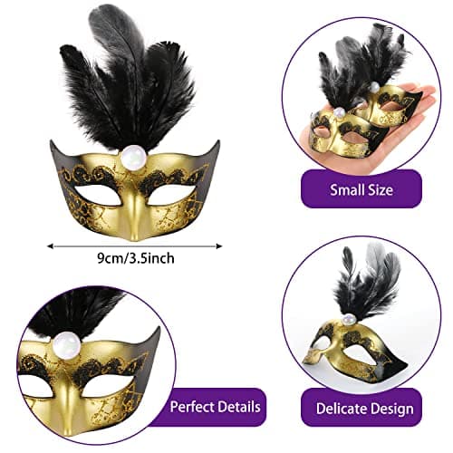 MIKIMIQI 12-Piece Mini Mardi Gras Mask Bulk Party Decorations