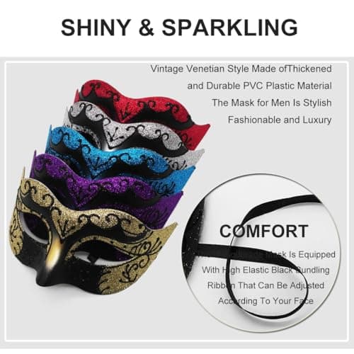Ralleyfun Masquerade Mask for Couple, Venetian Mask for Halloween & Mardi Gras