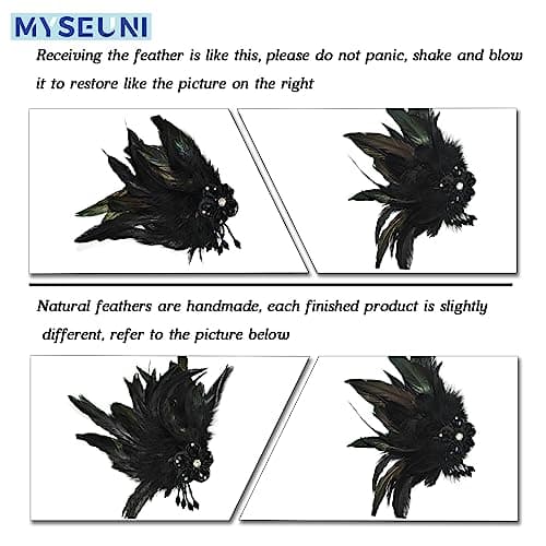 MYSEUNI Women's 2025 Black Masquerade Mask with Feathers for Special Occasions