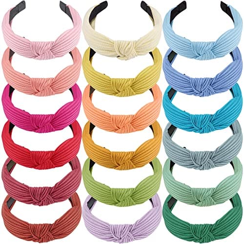 SIQUK Women's Wide Turban Headband for Women 18 Pieces Cross Knot HeadbandComfortable Cloth Headband